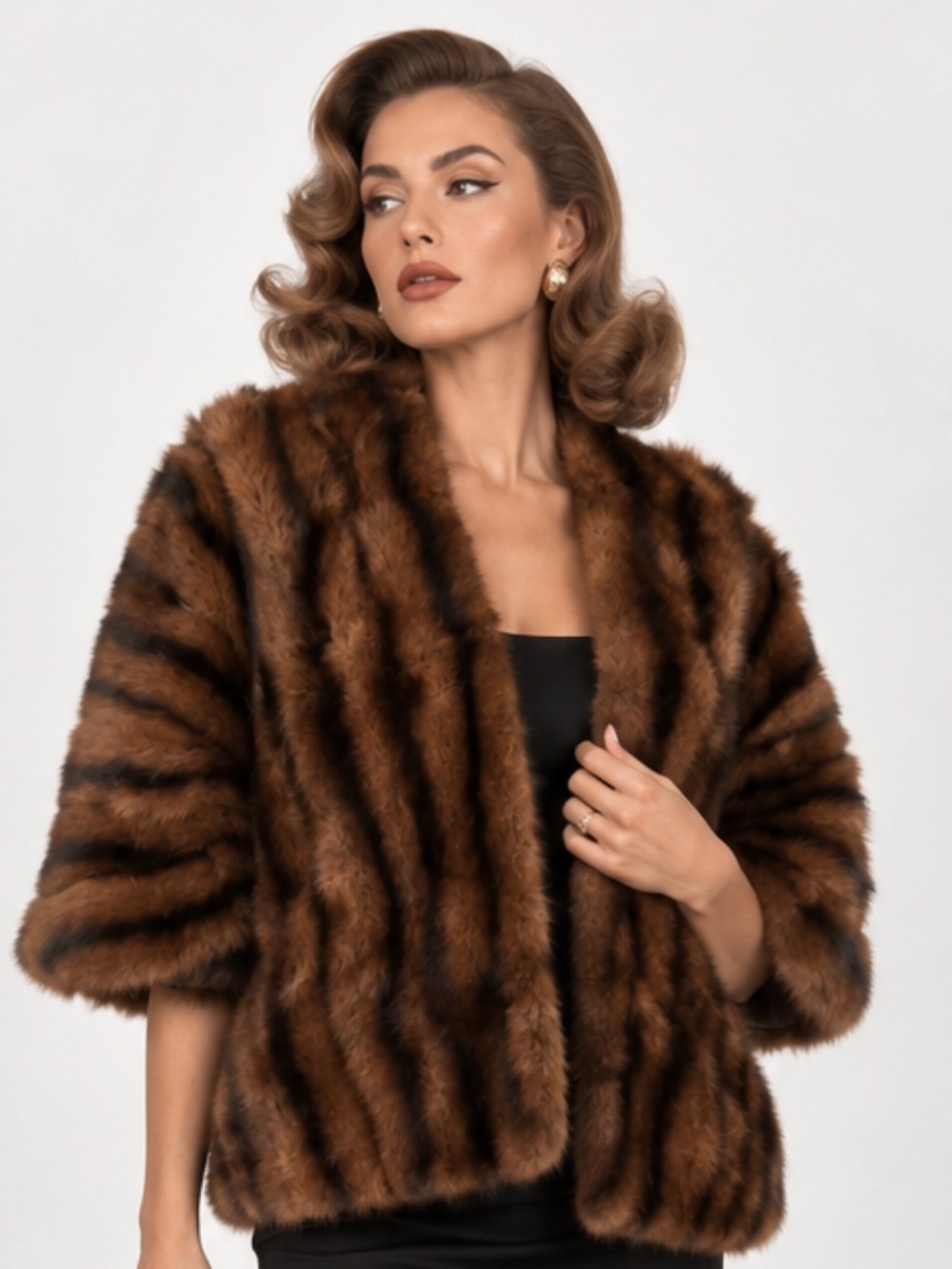 VINTAGE 1940's Genuine Chocolate Brown Mink Fur Capelet Stole EUC